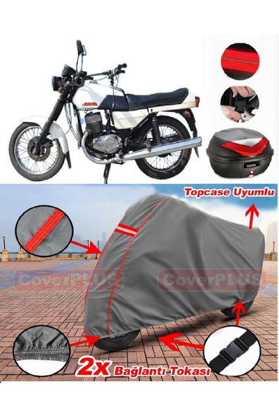 CoverPlus Jawa 350 Twin Sport Rear Bag متوافق مع قماش القماش المشمع للدراجات ...