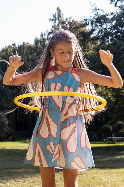 HAUSEkids 4-12 ani Love Blue Mose Rochie pentru fete-Albastru