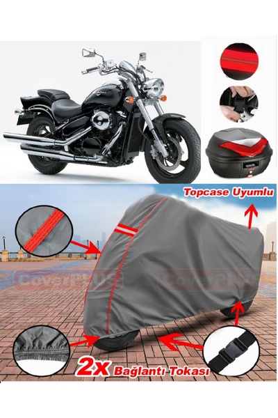 CoverPlus لسوزوكي VZ 800 دخيل M800 الخلفية حقيبة متوافقة موتور القماش المشمع ...