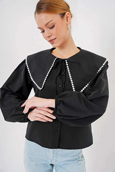 Bigdart Women's Baby Collar Shirt 20314 - Black