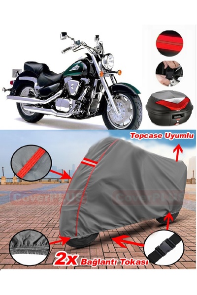 CoverPlus سوزوكي VL 1500 دخيل الخلفية حقيبة متوافقة مع المحرك القماش المشمع د...