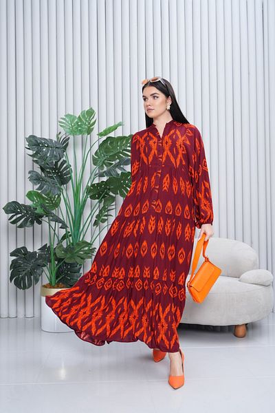 My Blog Rochie de mărime mare cu modele mixte burgundă - 3005 - 2