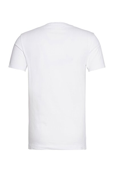 Calvin Klein Erkek Logolu Regular Fit Kısa Kollu Yuvarlak Yaka Beyaz T-Shirt J30J314544-YAF