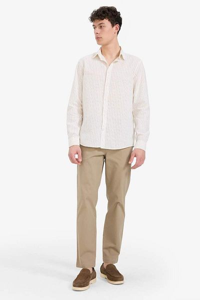 DeFacto New Season Regular Fit Polo Collar Linen Summer Long Sleeve Shirt
