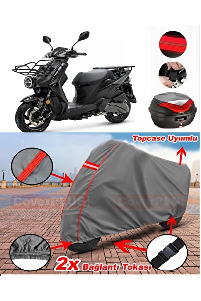 CoverPlus Sym Xpro Cargo 125 حقيبة خلفية متوافقة مع قماش القماش المشمع للدراج...