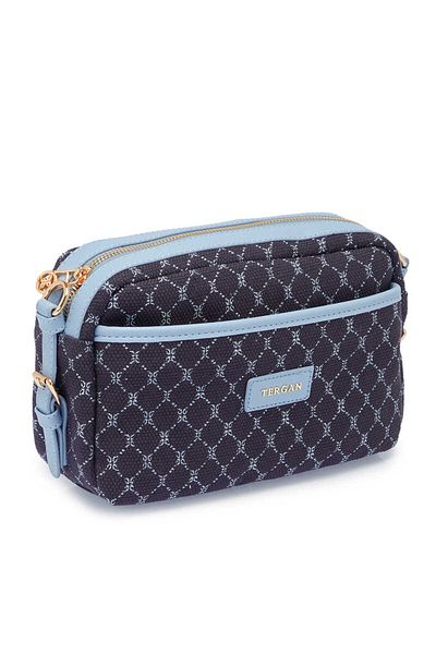 Tergan Navy Blue Textile Women's Crossbody Bag - S25Y1Twc0711-U4V