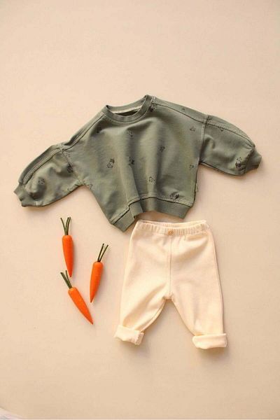 OhlalaKoala Khaki Penguin Baby Bottom Top Set