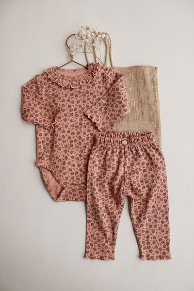 OhlalaKoala Milk Coffee Branch Patterned Ruffled Body Tights Set