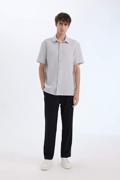 DeFacto New Season Regular Fit Polo Neck Crinkle Summer Short Sleeve Shirt