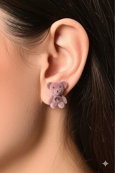 lilith accesuary Special Design, Plush Teddy Bear Earrings, Bear Earrings, Couple Earrings, Pink Earrings, Gift Wrapped