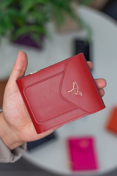Garbalia Peru Vegan Leather Zippered Coin Compartment Claret Red Women's Wallet with Plenty of Card Holders