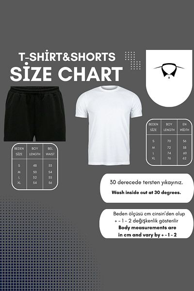 DUBU BUTİK Yellow Gray Vertical T-Shirt and Shorts Set - Oversize Crew Neck Printed