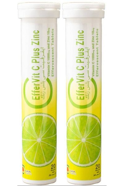 Pharma Effervit Vitamin C 1000 Mg And Zinc 10 Mg 20 Effervescent Tablets Lemon Flavor X2