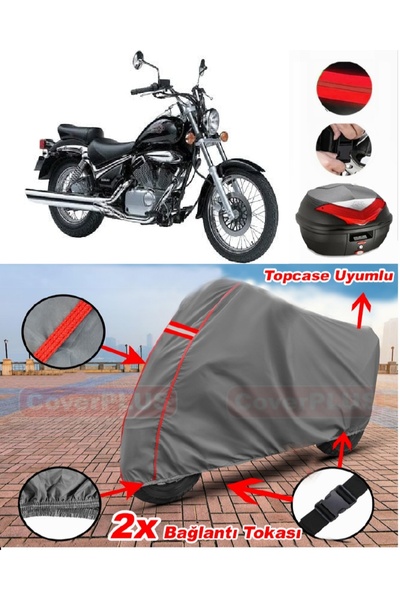 CoverPlus سوزوكي VL 250 دخيل الخلفية حقيبة متوافقة مع المحرك القماش المشمع در...