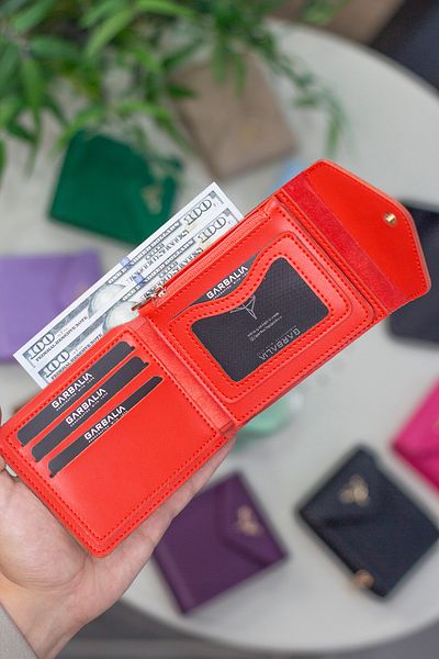 Garbalia Peru Vegan Leather Red Women's Wallet with Zipper Coin Compartment and Plenty of Card Holders
