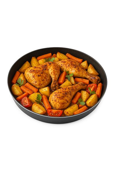 FİTHOME 36 cm Cast Granite Non-Flammable Non-Stick Round Baking Tray