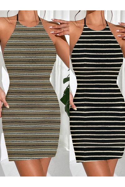 randevu Striped 2 Pack Knitwear Pareo
