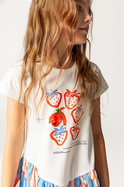 HAUSEkids Φόρεμα για κορίτσι Strawberry Love 4-12 ετών-Εκρού