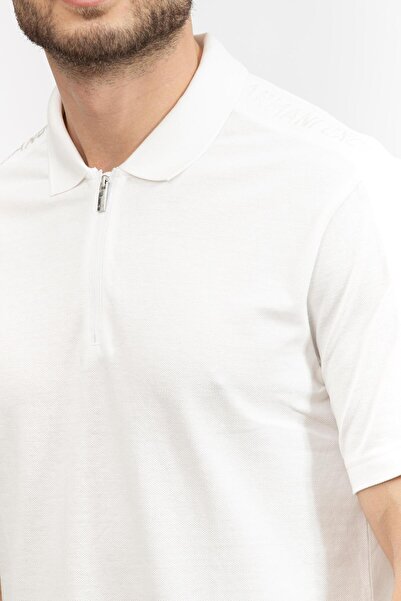 Armani Exchange Чоловіча футболка з поло-комірцем - бавовняна, прямий крій, напівзастібка-блискавка 6DZFLC