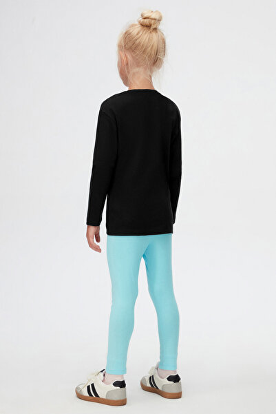 LOVETTI Κοριτσίστικο μαύρο μακρυμάνικο χειμερινό μπλουζάκι με λαιμόκοψη