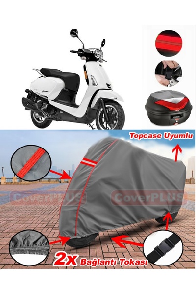 CoverPlus Kymco Like S 50 حقيبة خلفية متوافقة مع قماش القماش المشمع للدراجات ...