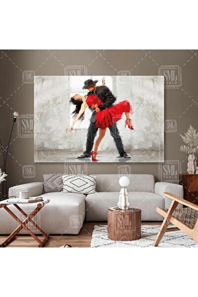 SML TABLO Tango Yapan Romantik Çift Tutkunun Dansı Yatay Kanvas Tablo