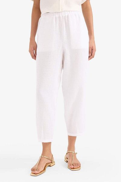 DeFacto Konische Passform, hohe Taille, lange Musselinhose E6412ax25sp