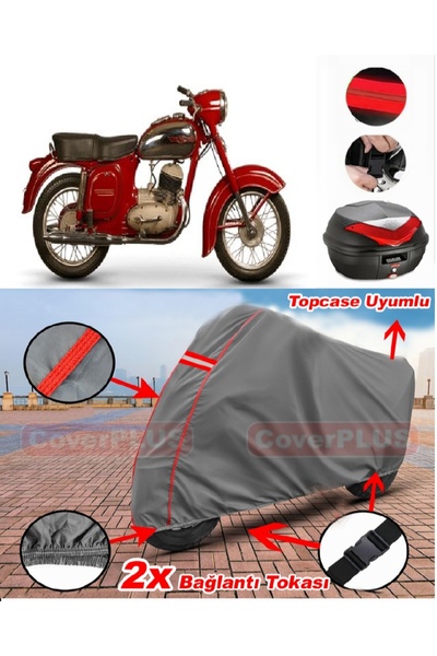 CoverPlus Jawa 250 Ceylan حقيبة خلفية متوافقة مع قماش القماش المشمع للدراجات ...