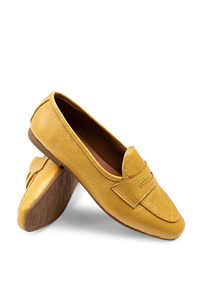 Deery Genuine Leather Yellow Women's Ballerinas