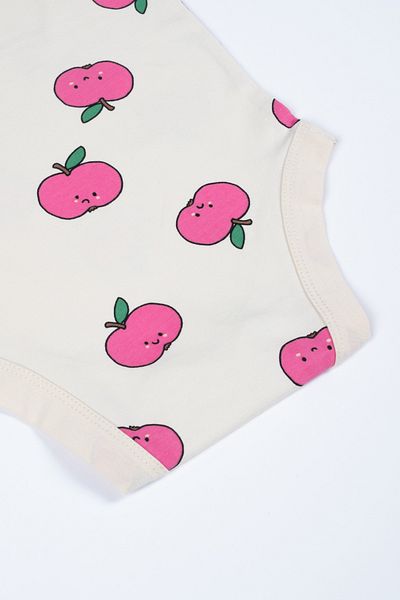Gambino 100% Cotton Apple Printed 2-Piece Baby Girl Bodysuit - White