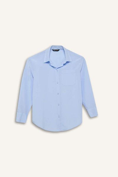 DeFacto Cămașă cu mânecă lungă din poplin oversize de sezon nou