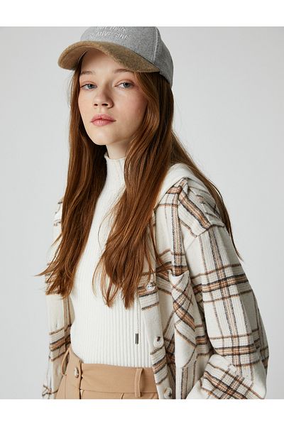 Koton Lumberjack Shirt Jacket Oversize Hooded with Pocket Detail