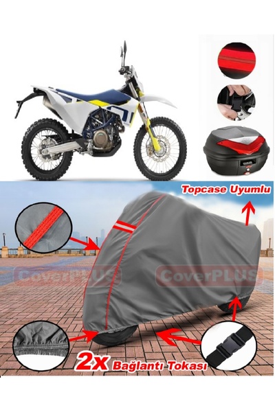 CoverPlus Husqvarna Enduro 701 Rear Bag Compatible Motor Tarpaulin Motorcycle...