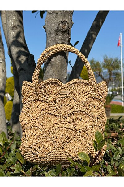 Azra Yazlık çanta / Bohem Çanta / Plaj çanta / Hasır Çanta / Kağıt ip el örgü...