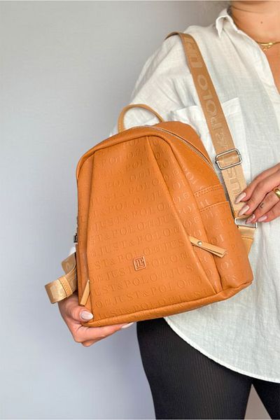 Just Polo Adjustable Strap 9 Compartment Medium Size Sports Model Women's Backpack Brown Pbu4040