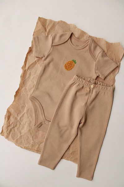 OhlalaKoala Pineapple Embroidered Short Sleeve Body Leggings Set