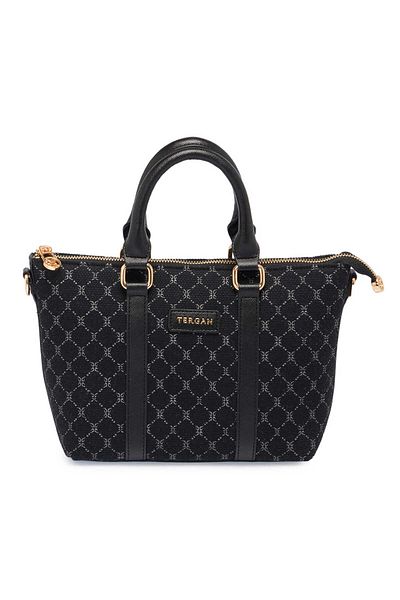 Tergan Black Textile Women's Handbag - S25Y1Twc0713-R0P
