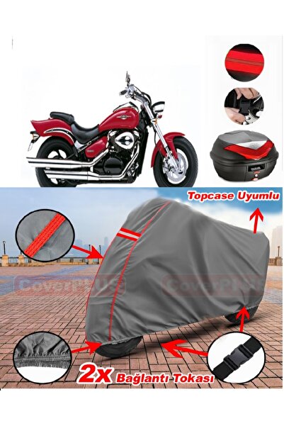 CoverPlus سوزوكي VL 800 دخيل الخلفية حقيبة متوافقة مع المحرك القماش المشمع در...