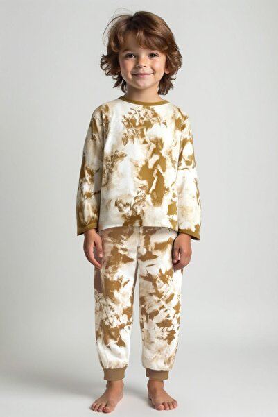 Zeyland Unisex Çocuk Desenli Pijama Takımı - Camel