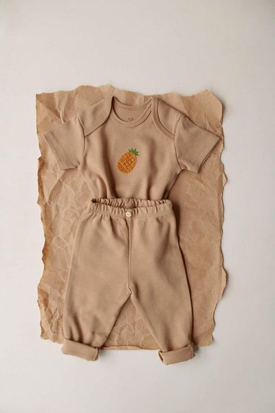 OhlalaKoala Pineapple Embroidered Short Sleeve Body Leggings Set