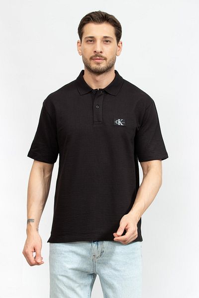 Calvin Klein Erkek Logo Detaylı Siyah Polo Yaka T-shirt