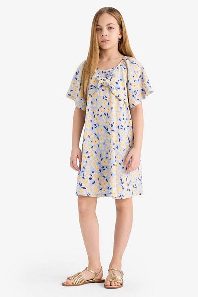 DeFacto Rochie cu mânecă scurtă din viscoză cu model pentru fete E3820a825sm