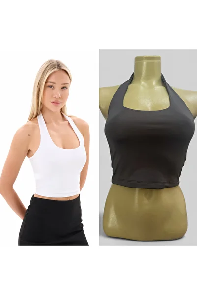 vesantia 2-Piece White Anthracite Halter Crop