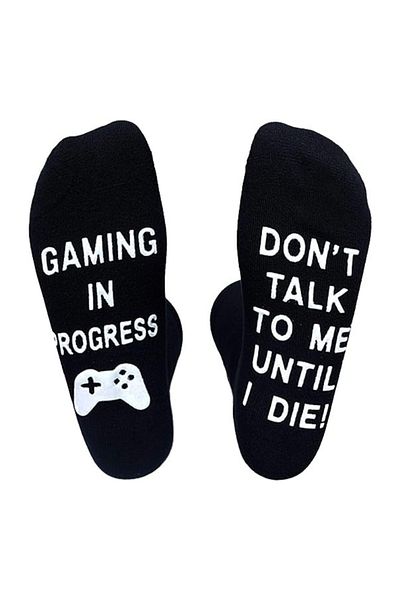 OEM Șosete amuzante gameri Don't talk to me until I die, mărime 40-44, cadou pentru gameri