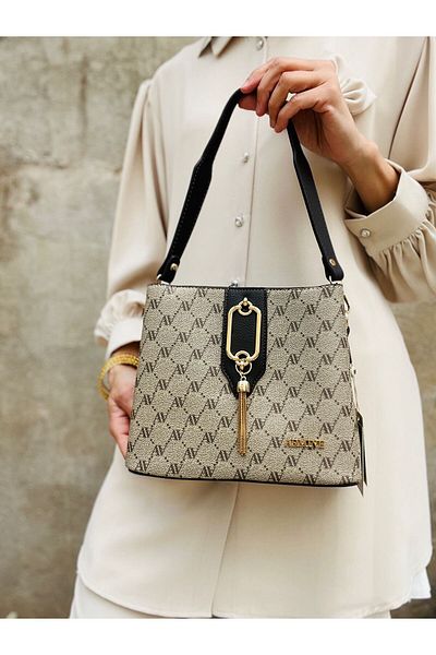 Armine 361 Women's Bag Gold Accessories 4 Compartment Handle and Handbag