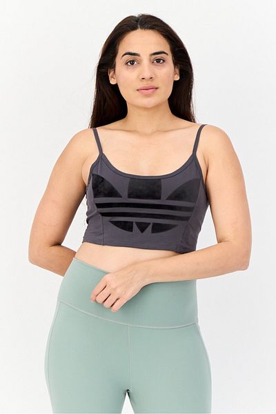 adidas Women Sportswear Fit Sleeveless Training Cropped Top, Dark Grey