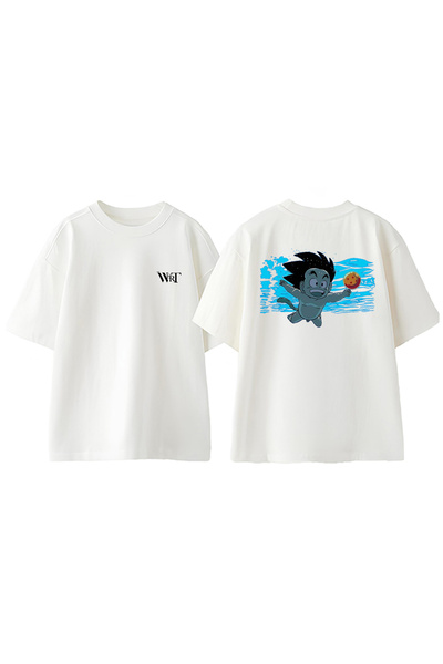 THEWERT Nirvana Son Goku dizajn rukavac Štampano Pamuk bela Oversize kroj T-s...