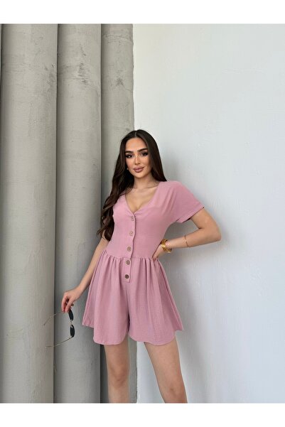 NEW STATION New Station Buttoned Short Jumpsuit