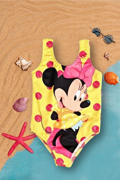 Gülersan Tekstil Dievčenské plavky Mickey Mouse Yellow Digital Printed Sea Pool plavky