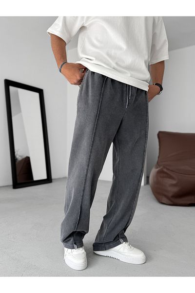 BYBASICMAN Black Stitched Washed Baggy Tracksuit Pm-073